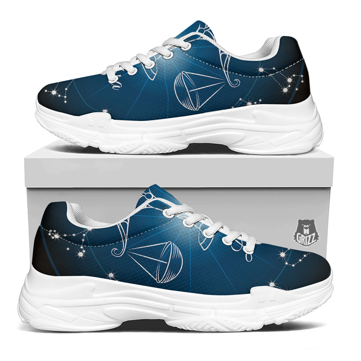Constellation Libra Print White Chunky Shoes-grizzshop