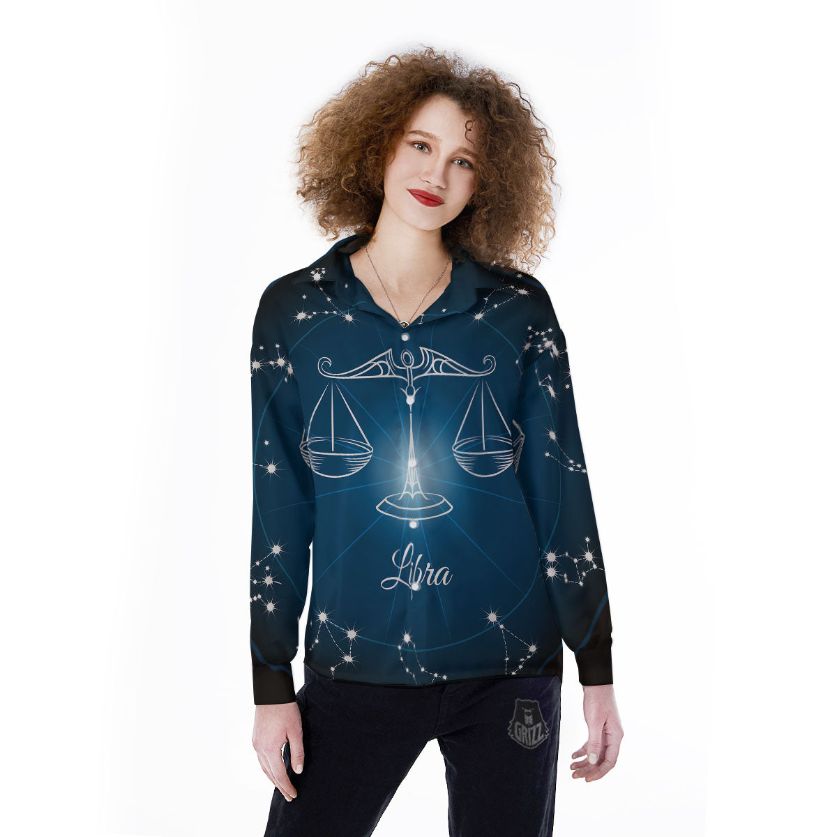 Constellation Libra Print Women's Long Sleeve Shirts-grizzshop