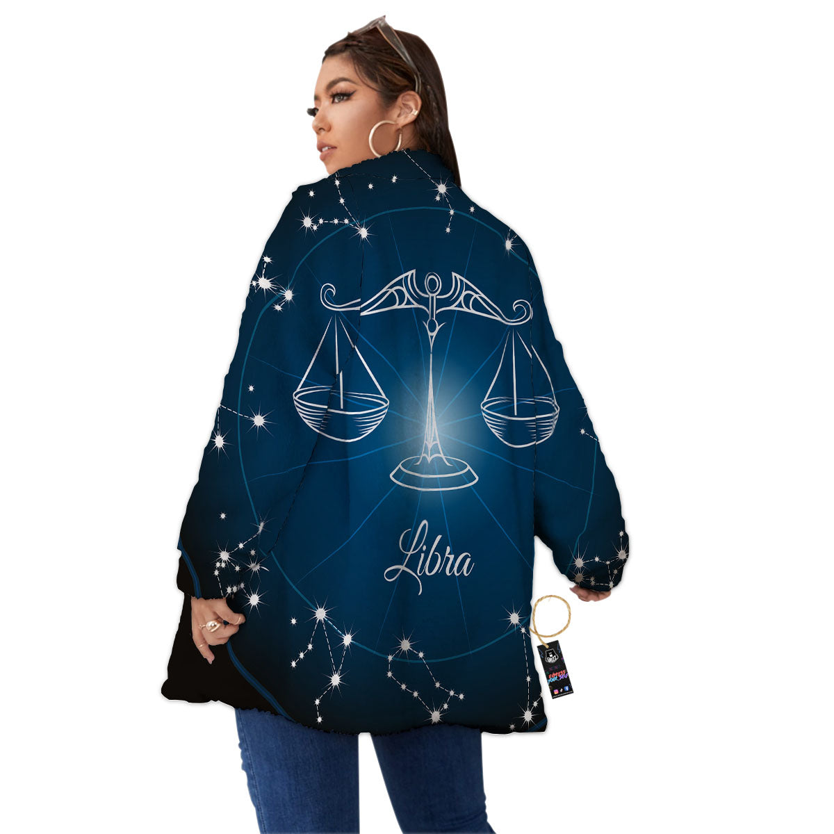 Constellation Libra Print Women's Sherpa Jacket-grizzshop