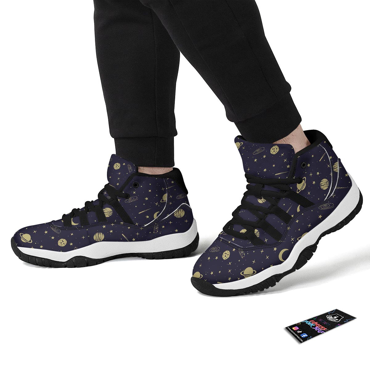 Constellation Pattern Print Black Bball Shoes-grizzshop