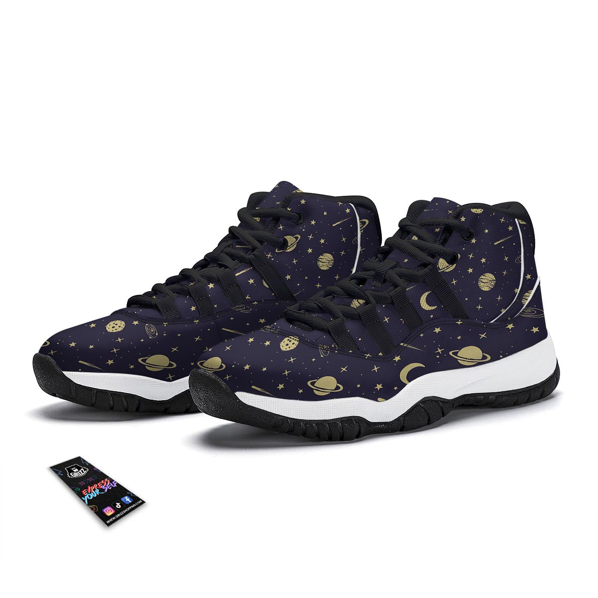 Constellation Pattern Print Black Bball Shoes-grizzshop
