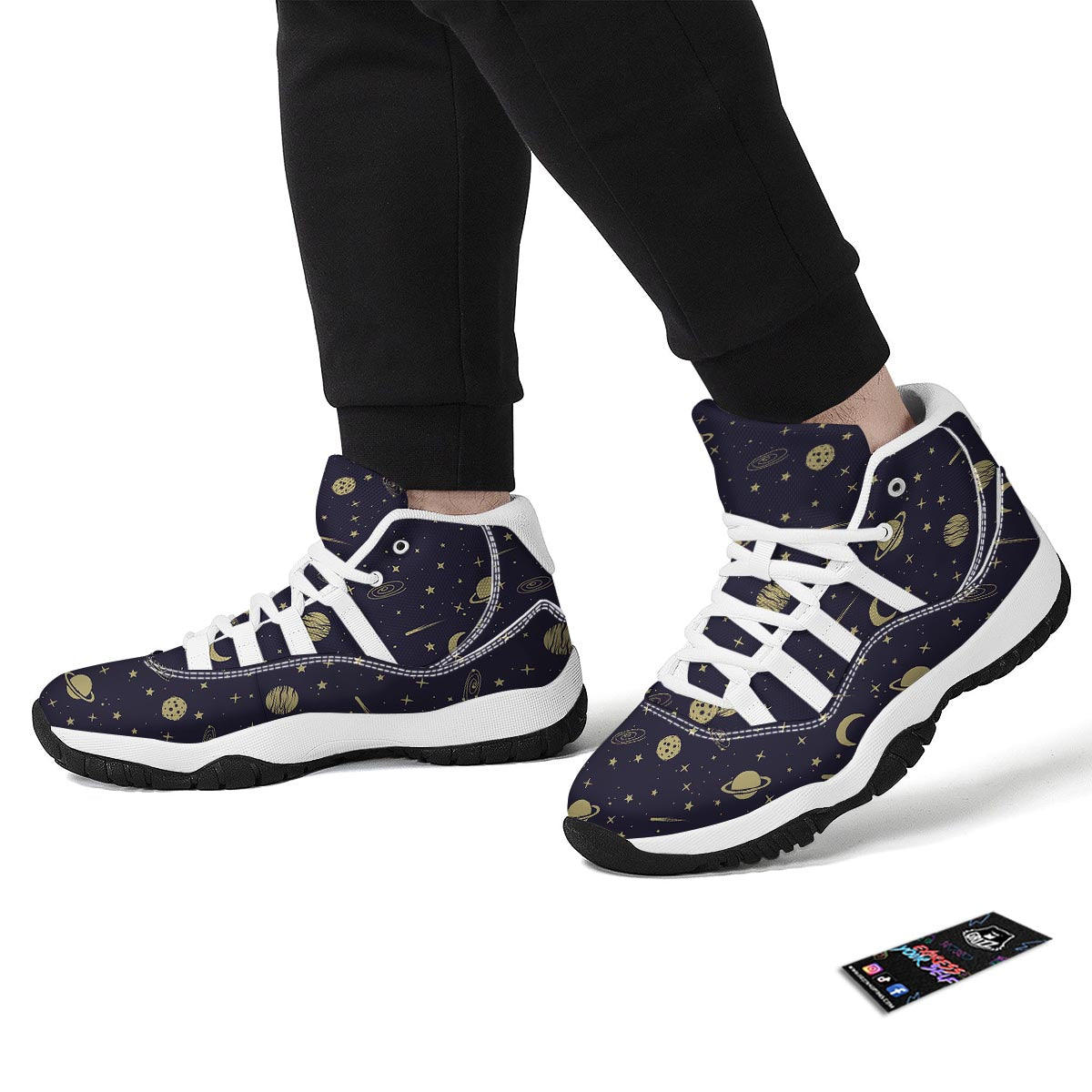 Constellation Pattern Print White Bball Shoes-grizzshop