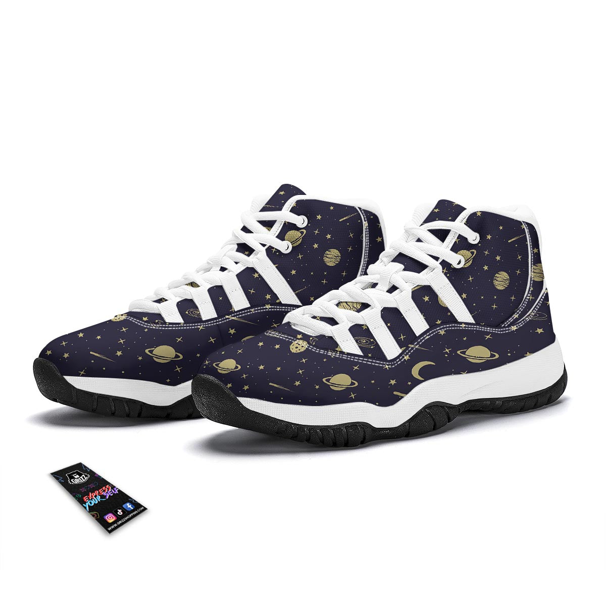 Constellation Pattern Print White Bball Shoes-grizzshop