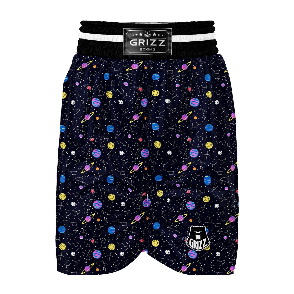Constellation Planet Print Pattern Boxing Shorts-grizzshop
