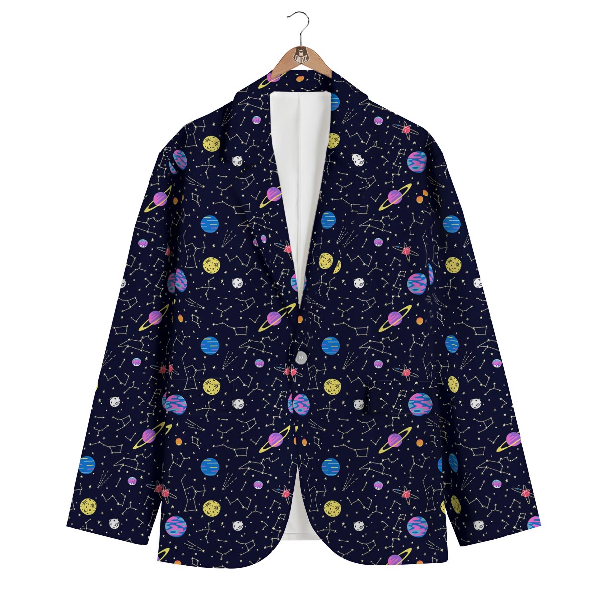 Constellation Planet Print Pattern Men's Blazer-grizzshop