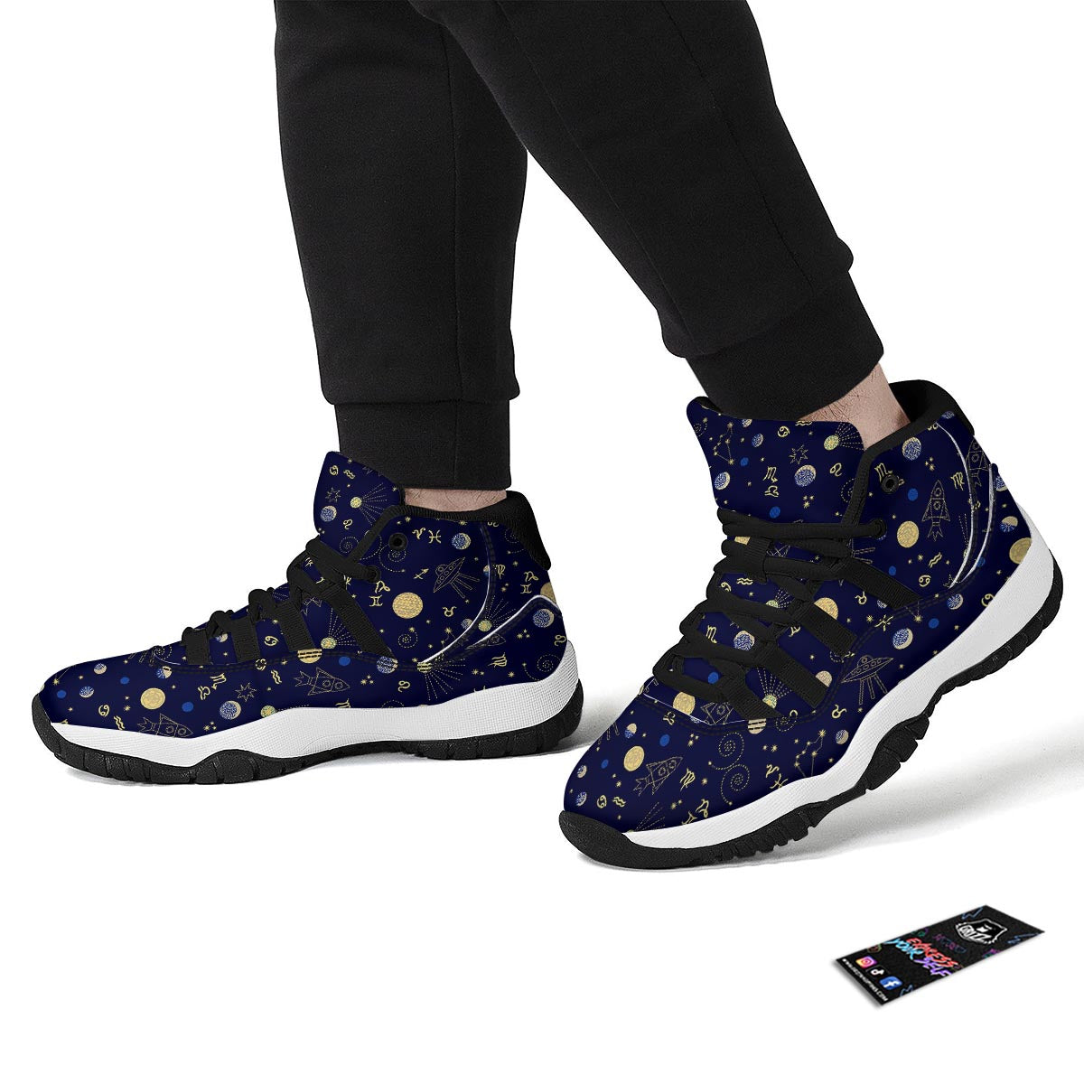 Constellation Print Pattern Black Bball Shoes-grizzshop