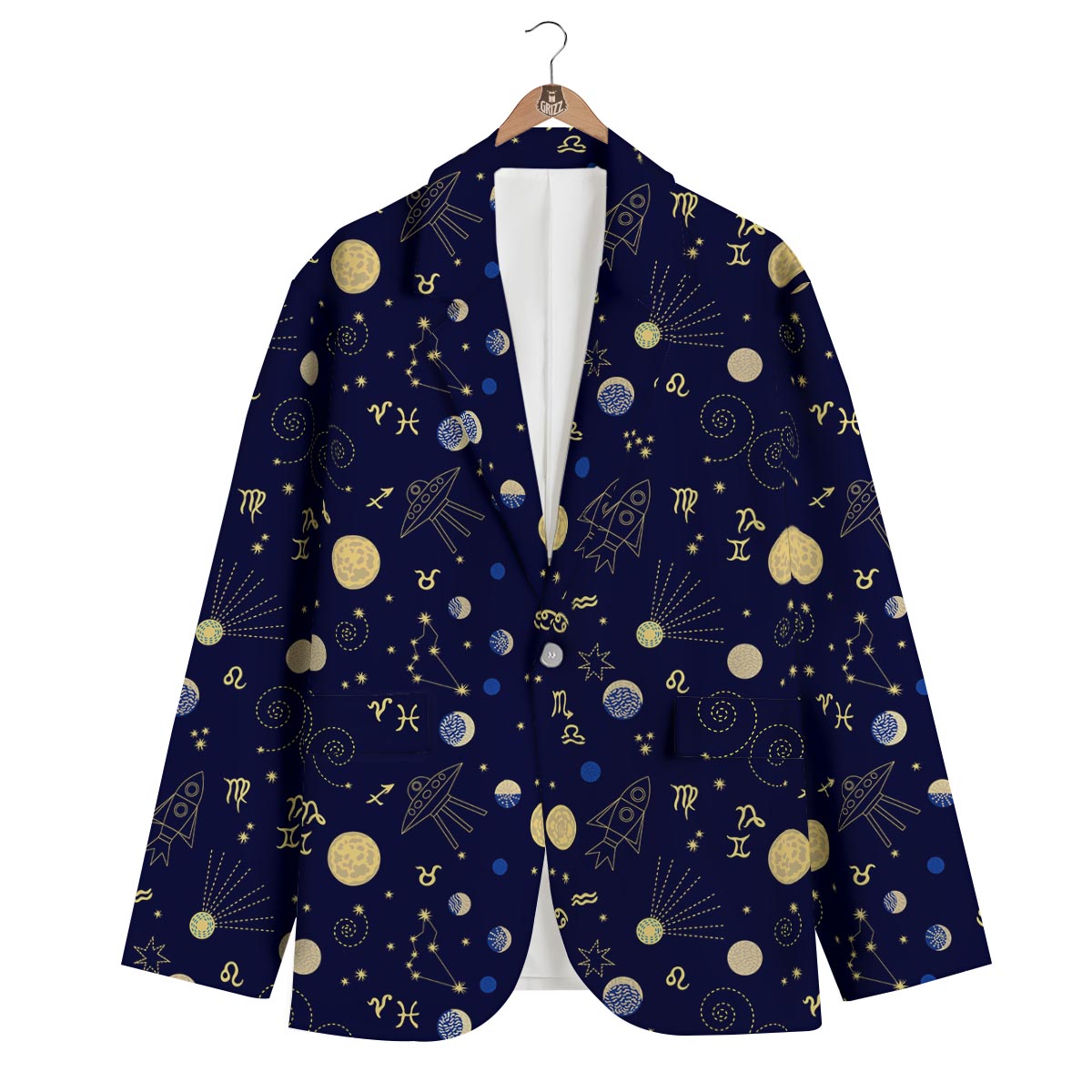 Constellation Print Pattern Men's Blazer-grizzshop