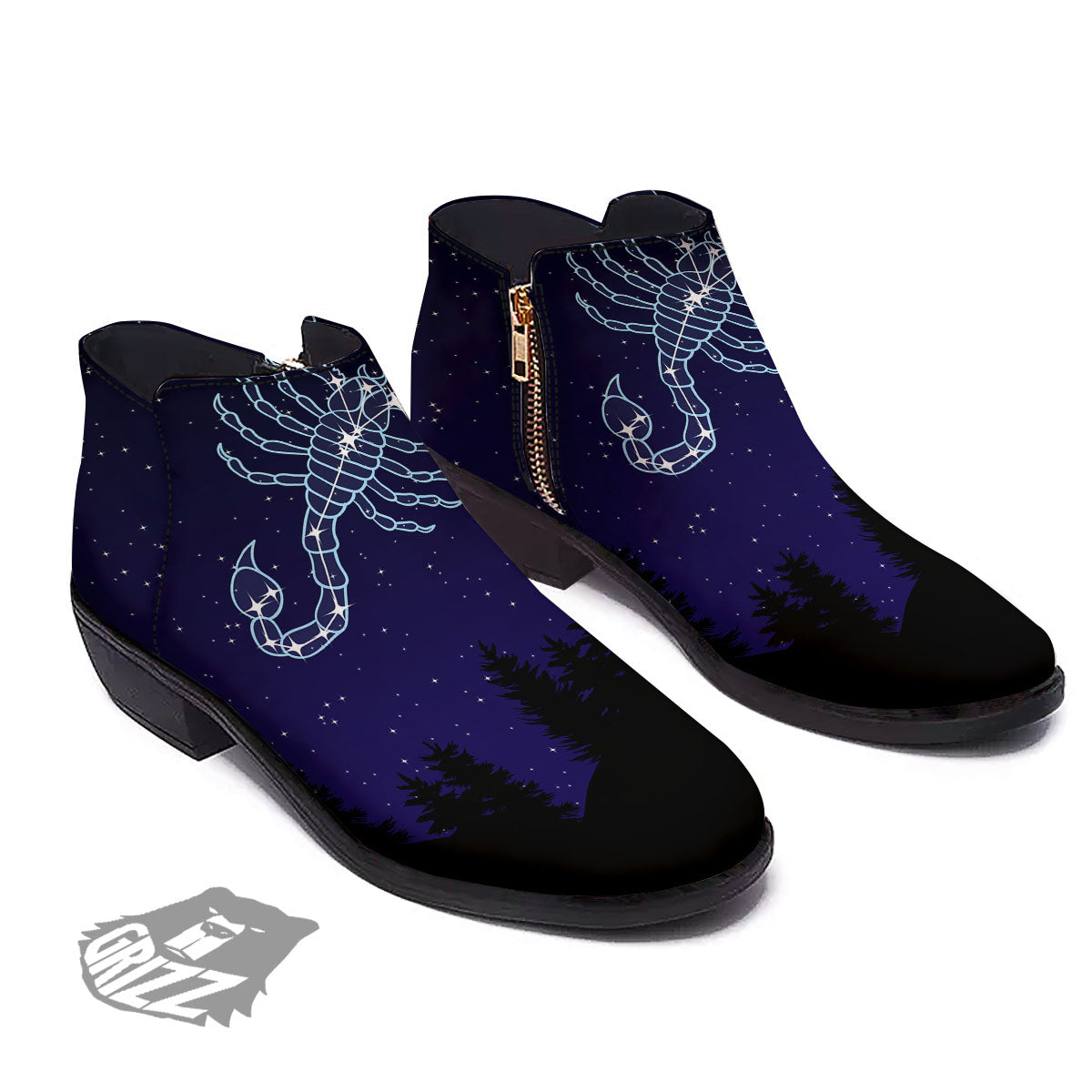 Constellation Scorpio Print Ankle Boots-grizzshop