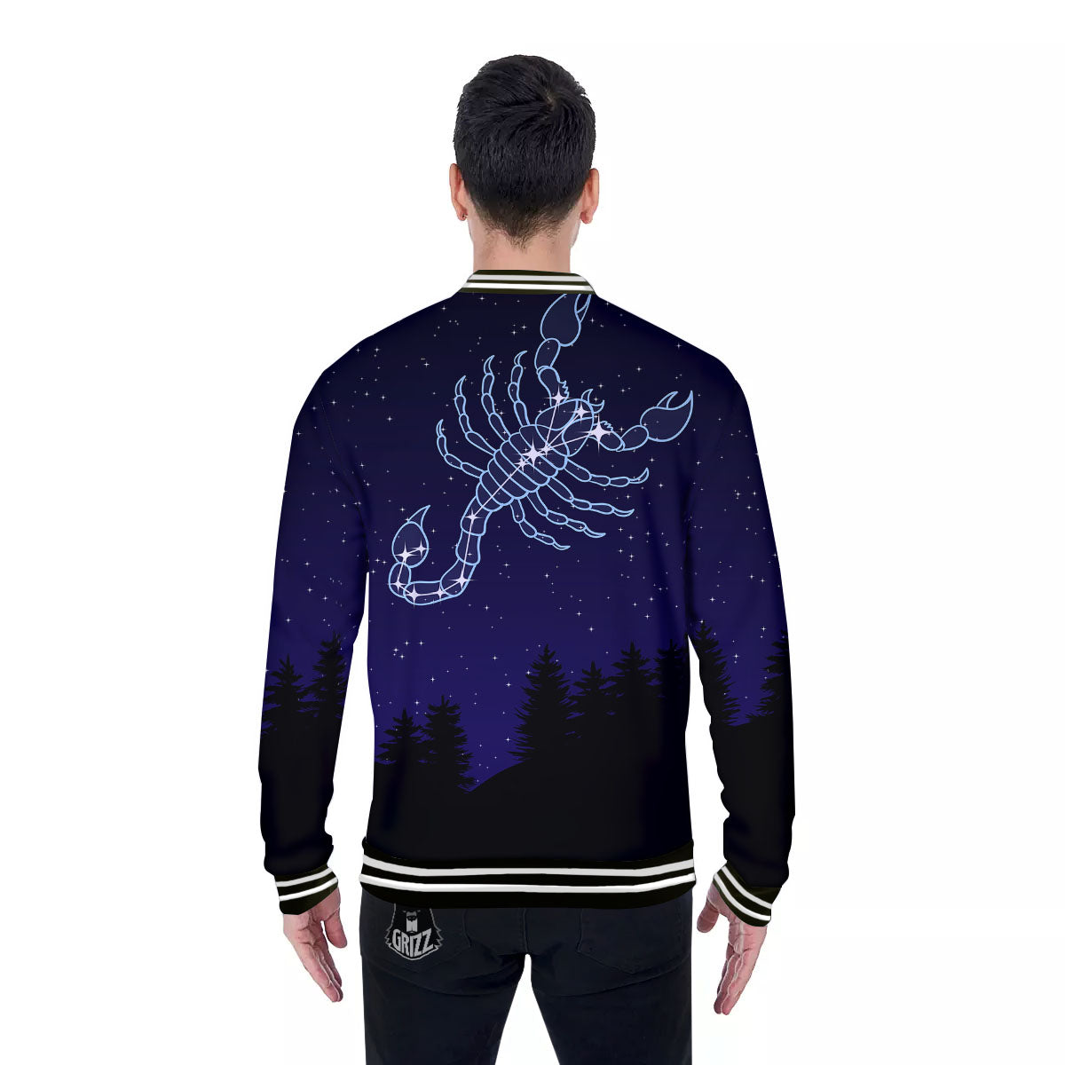 Constellation Scorpio Print Baseball Jacket-grizzshop