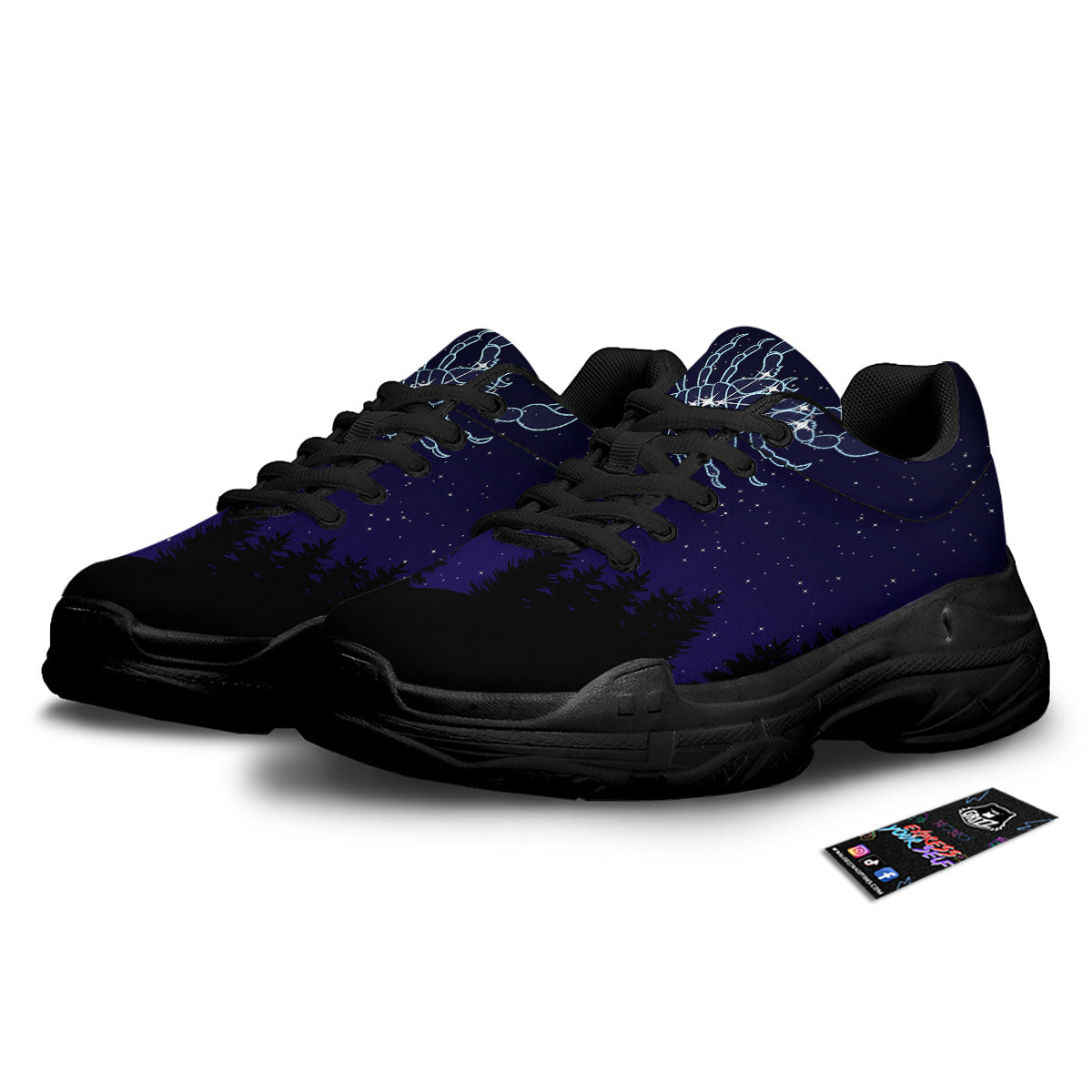 Constellation Scorpio Print Black Chunky Shoes-grizzshop