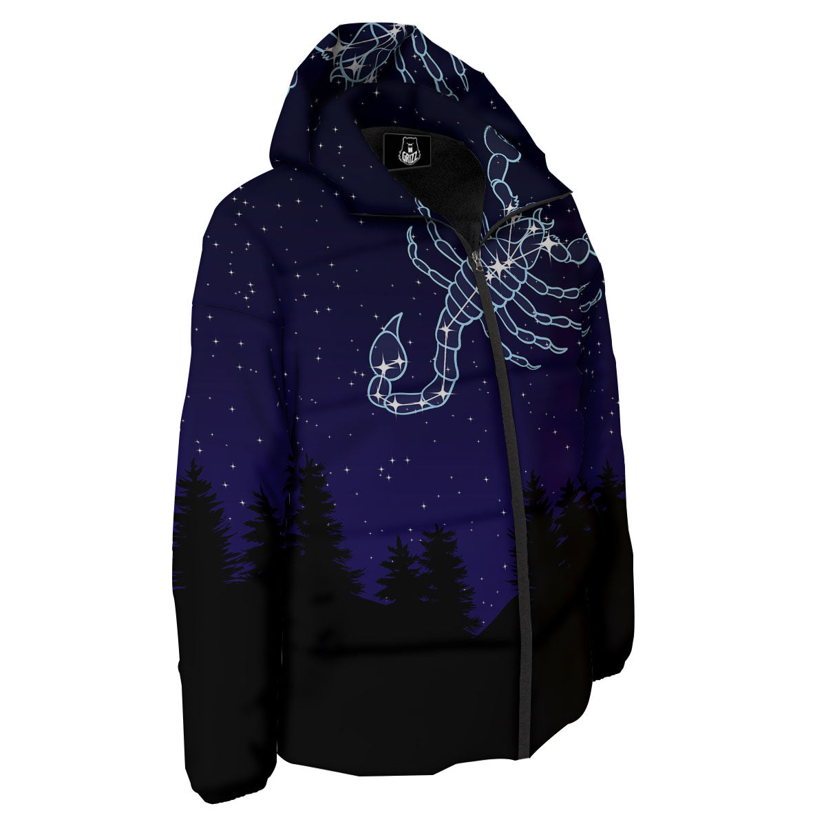 Constellation Scorpio Print Down Jacket-grizzshop