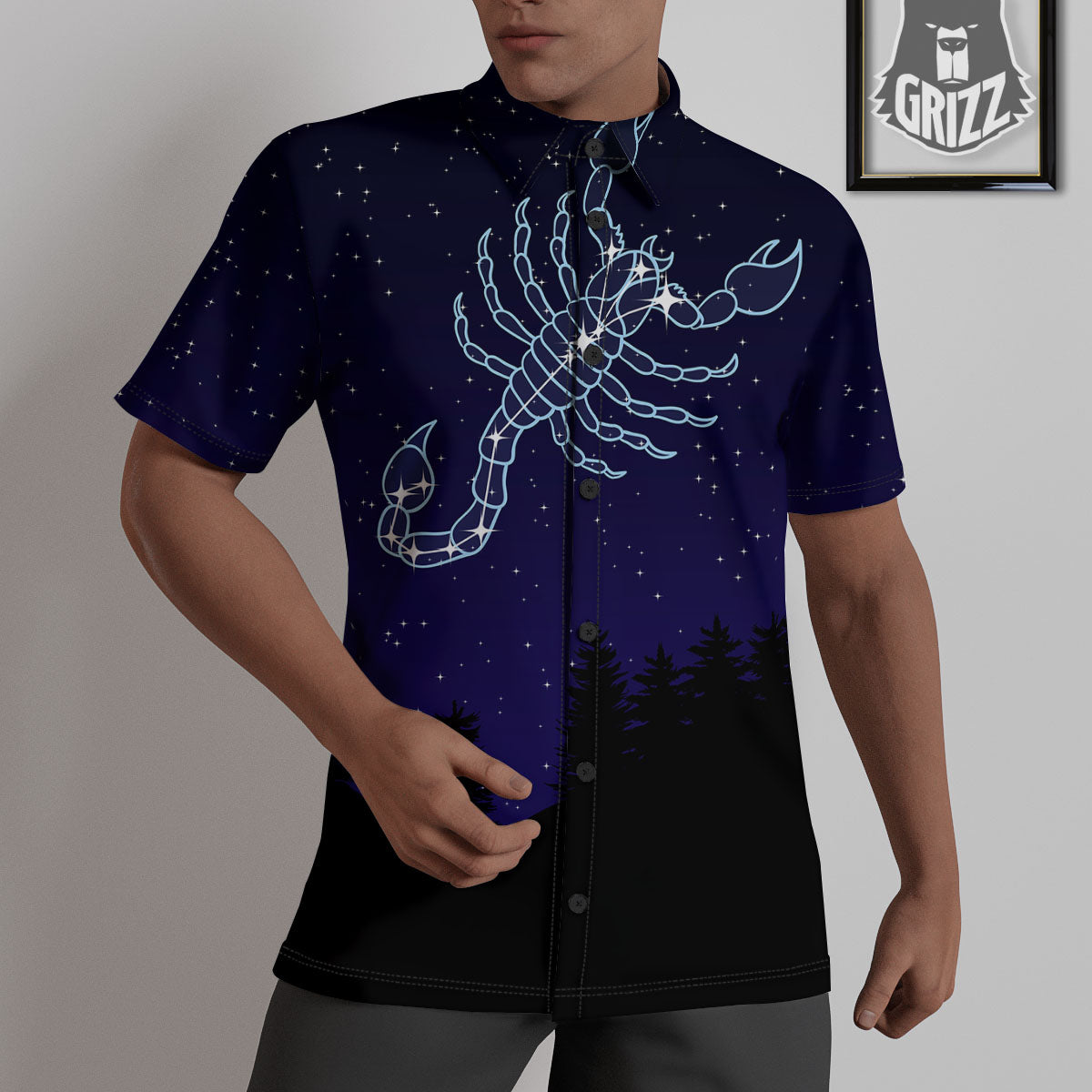Constellation Scorpio Print Untucked Shirts-grizzshop