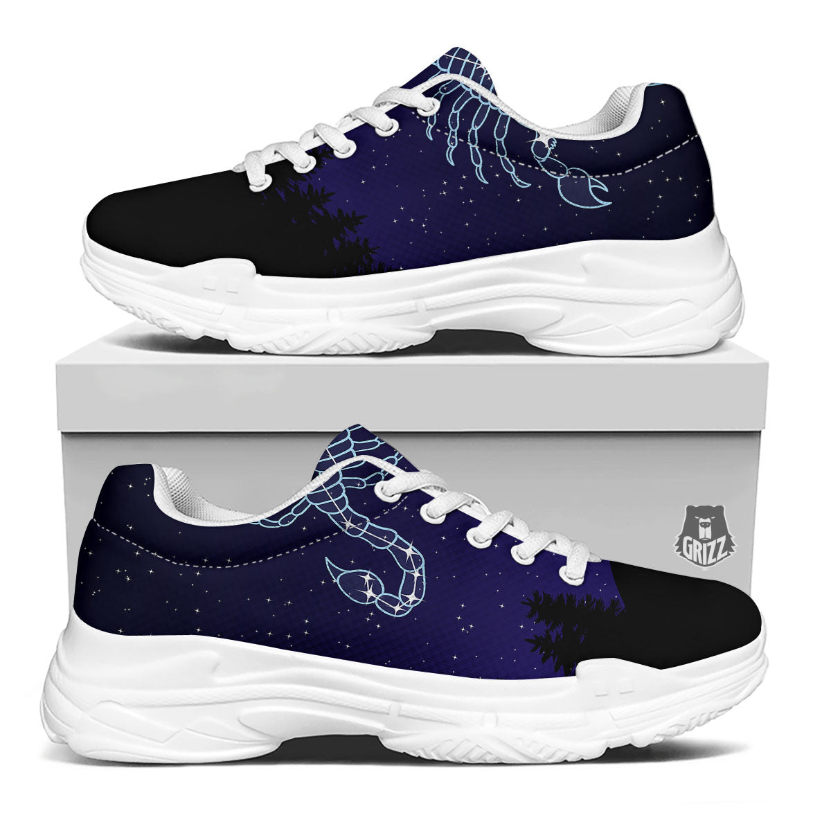 Constellation Scorpio Print White Chunky Shoes-grizzshop