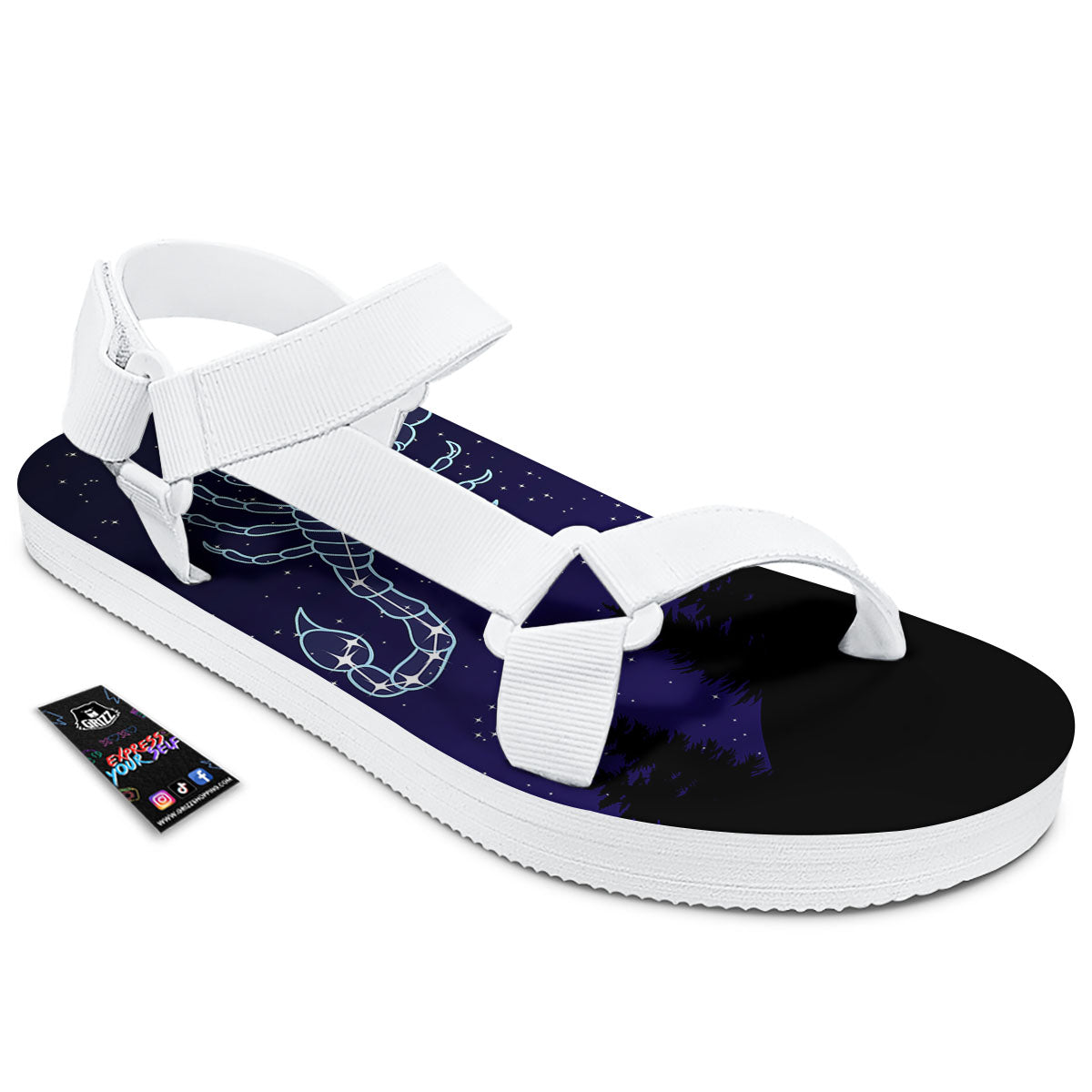 Constellation Scorpio Print White Open Toe Sandals-grizzshop
