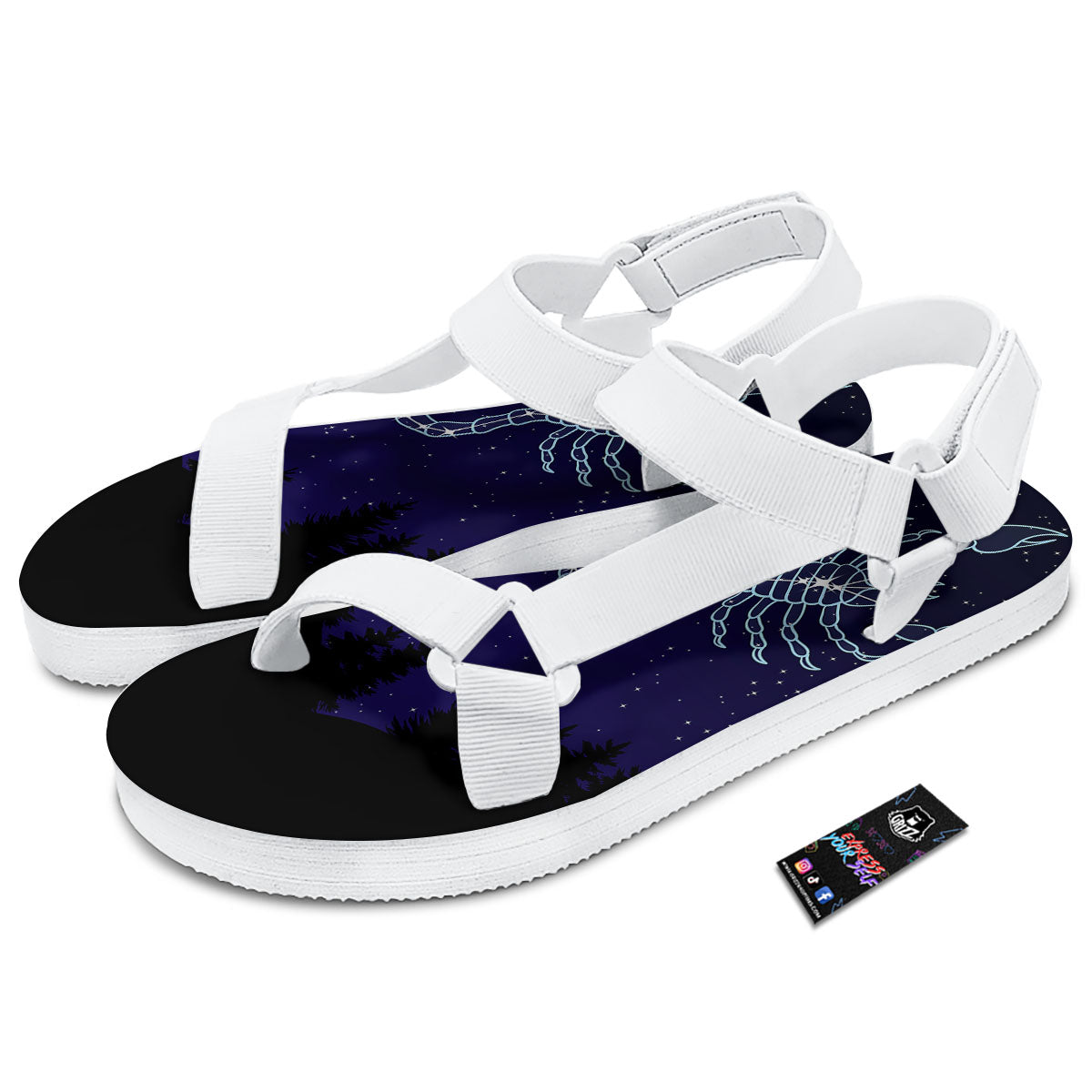 Constellation Scorpio Print White Open Toe Sandals-grizzshop