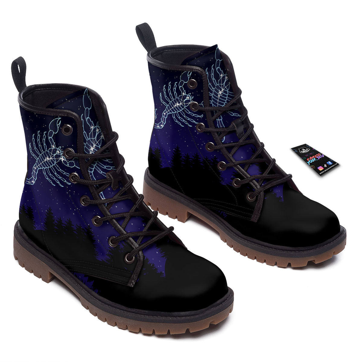 Constellation Scorpio Print Work Boots-grizzshop