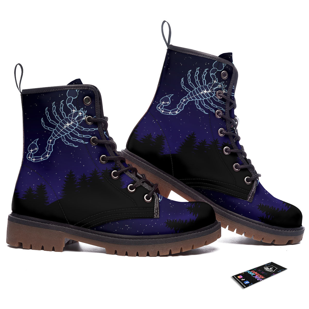 Constellation Scorpio Print Work Boots-grizzshop