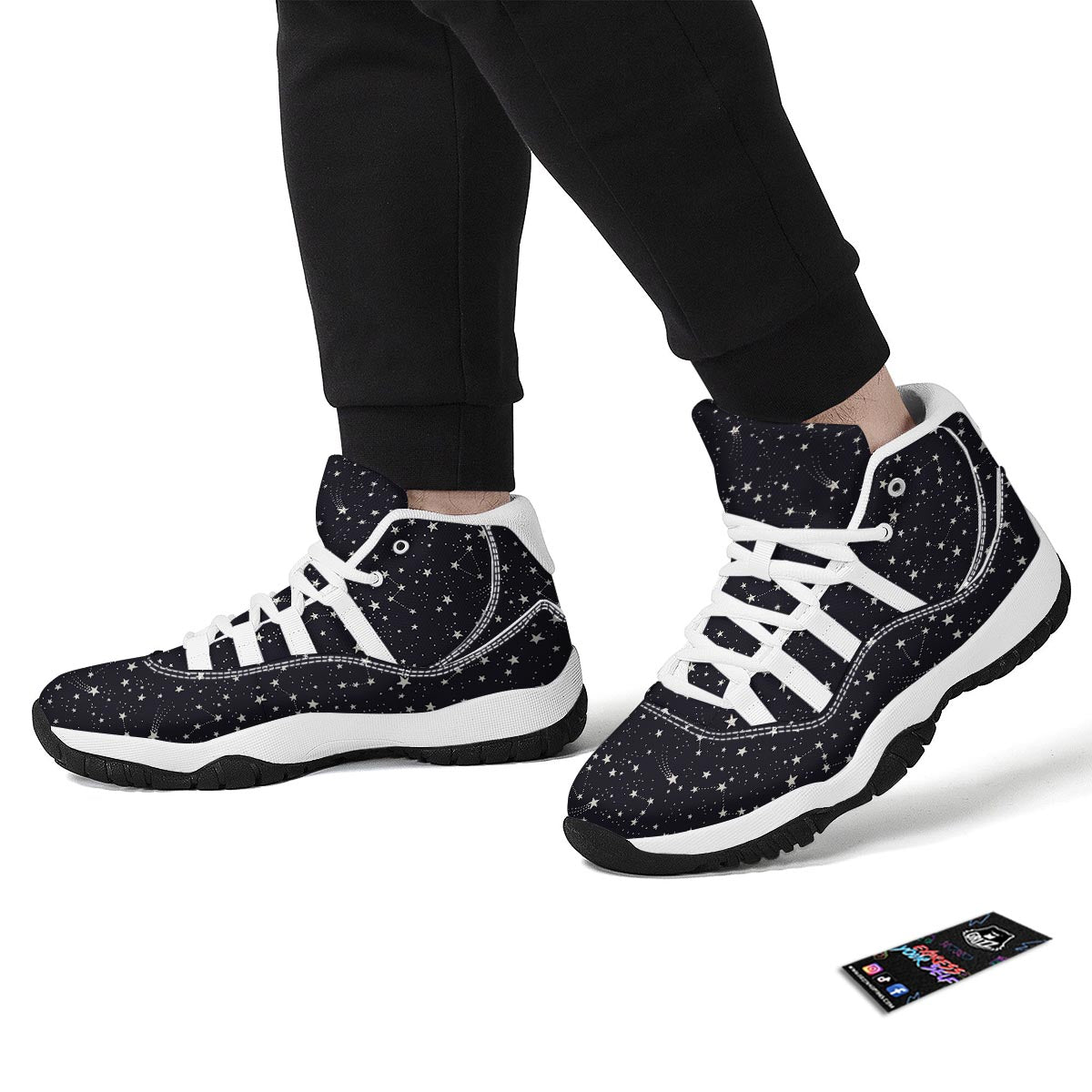 Constellation Star Print Pattern White Bball Shoes-grizzshop
