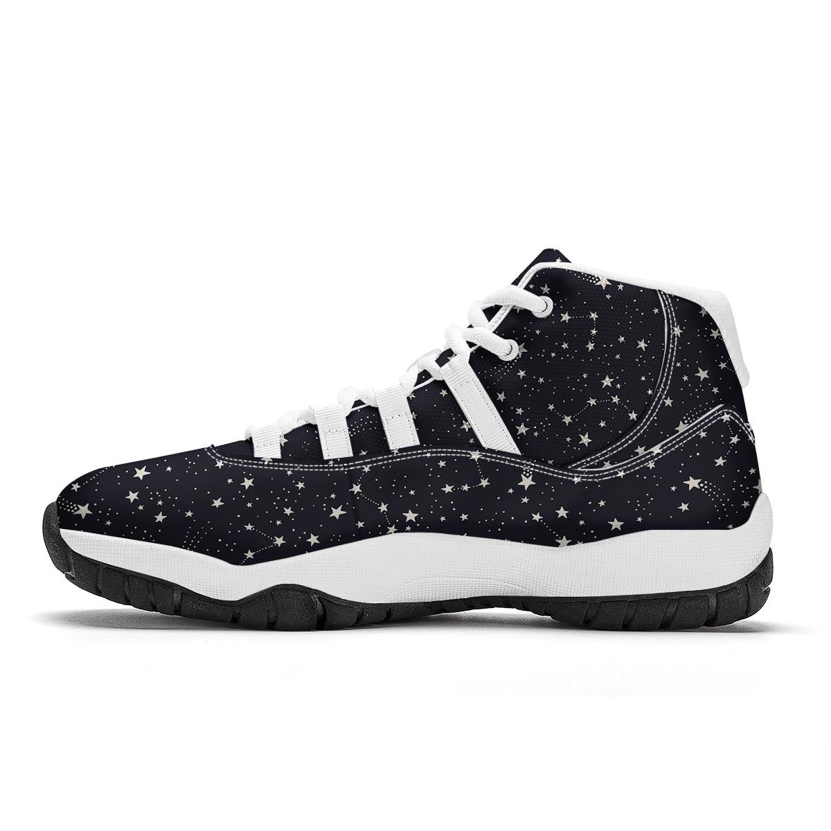 Constellation Star Print Pattern White Bball Shoes-grizzshop