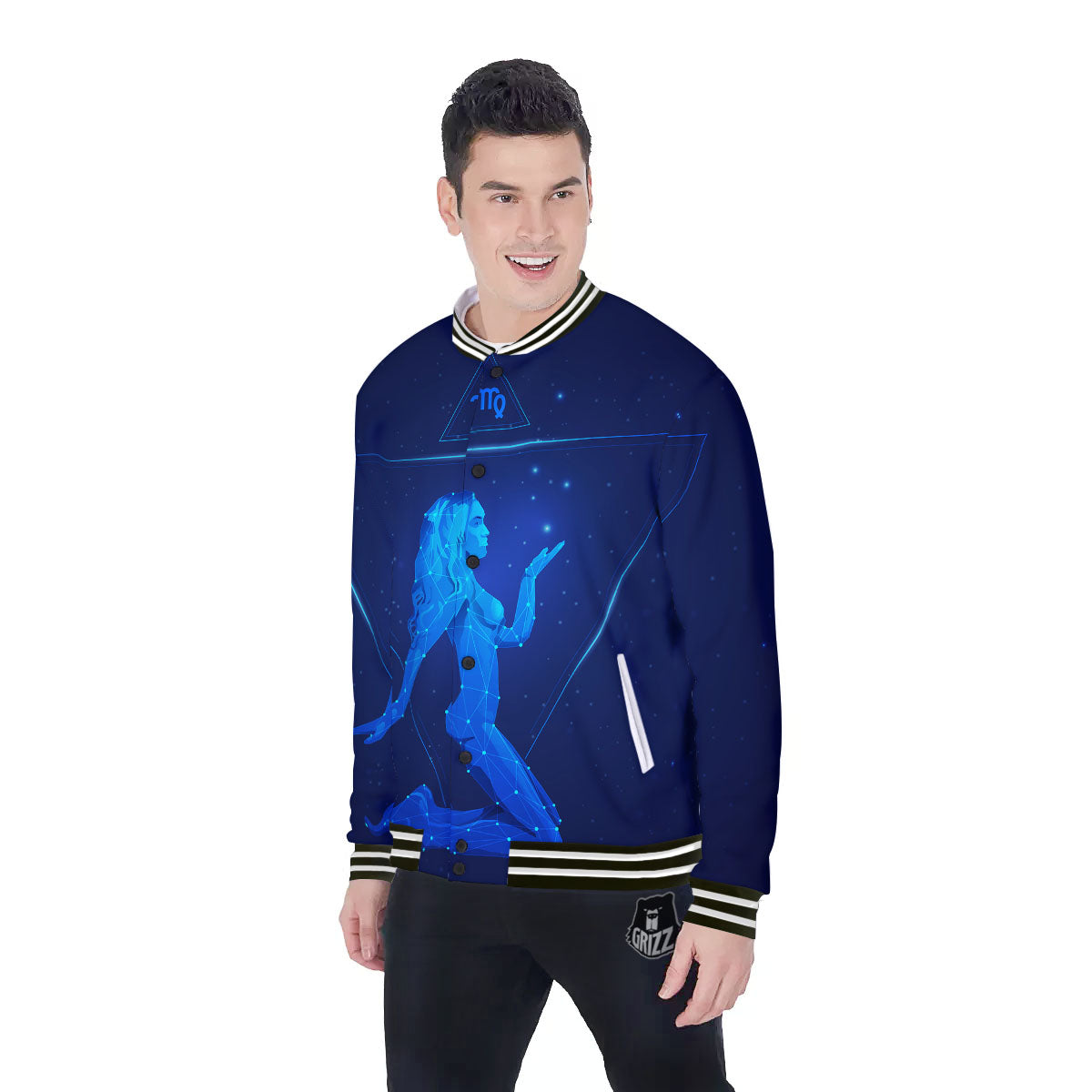 Constellation Virgo Print Baseball Jacket-grizzshop