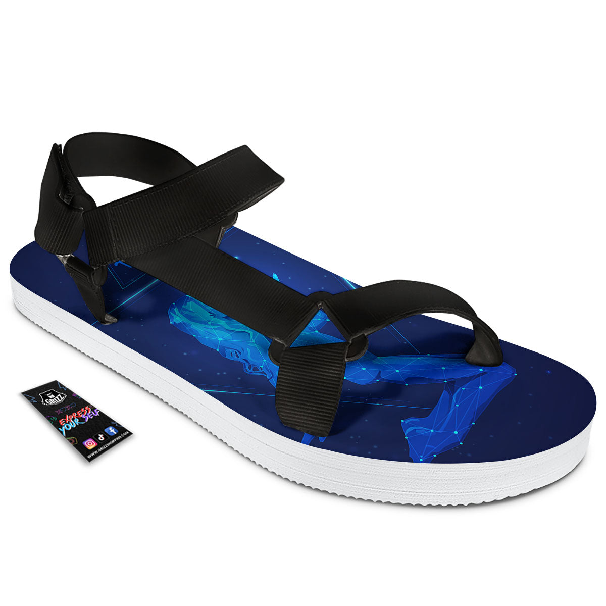 Constellation Virgo Print Black Open Toe Sandals-grizzshop