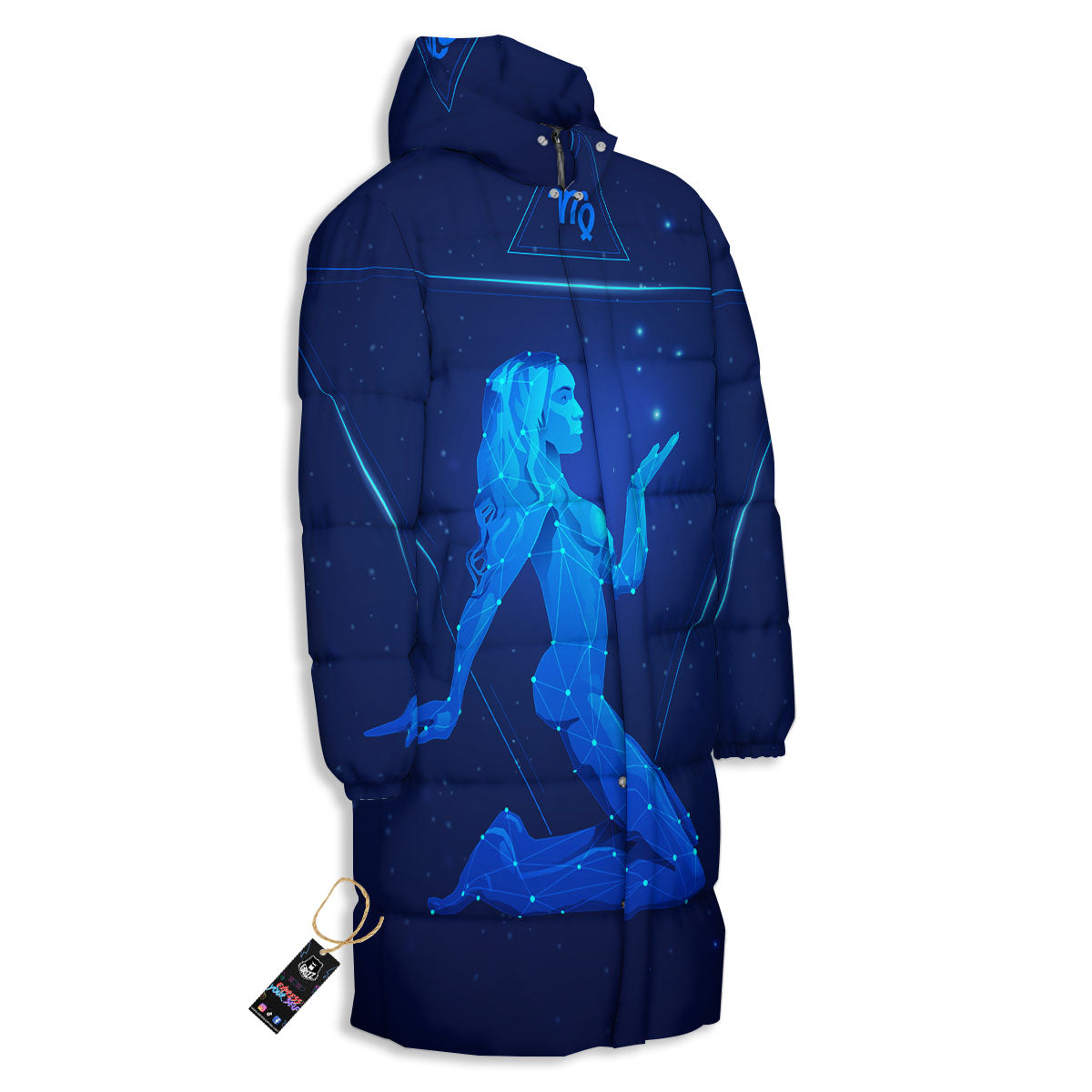 Constellation Virgo Print Long Down Jacket-grizzshop