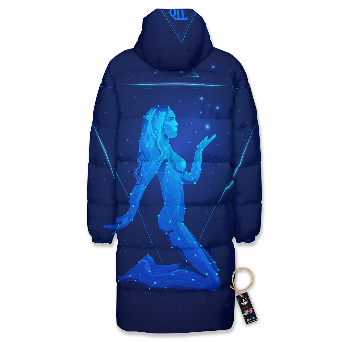 Constellation Virgo Print Long Down Jacket-grizzshop