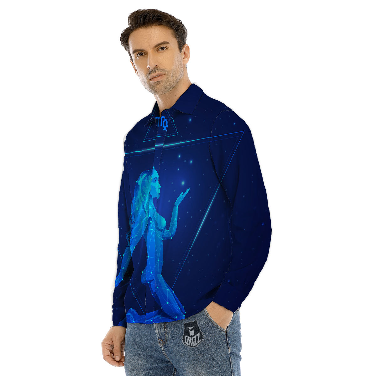 Constellation Virgo Print Men's Dress Shirts-grizzshop