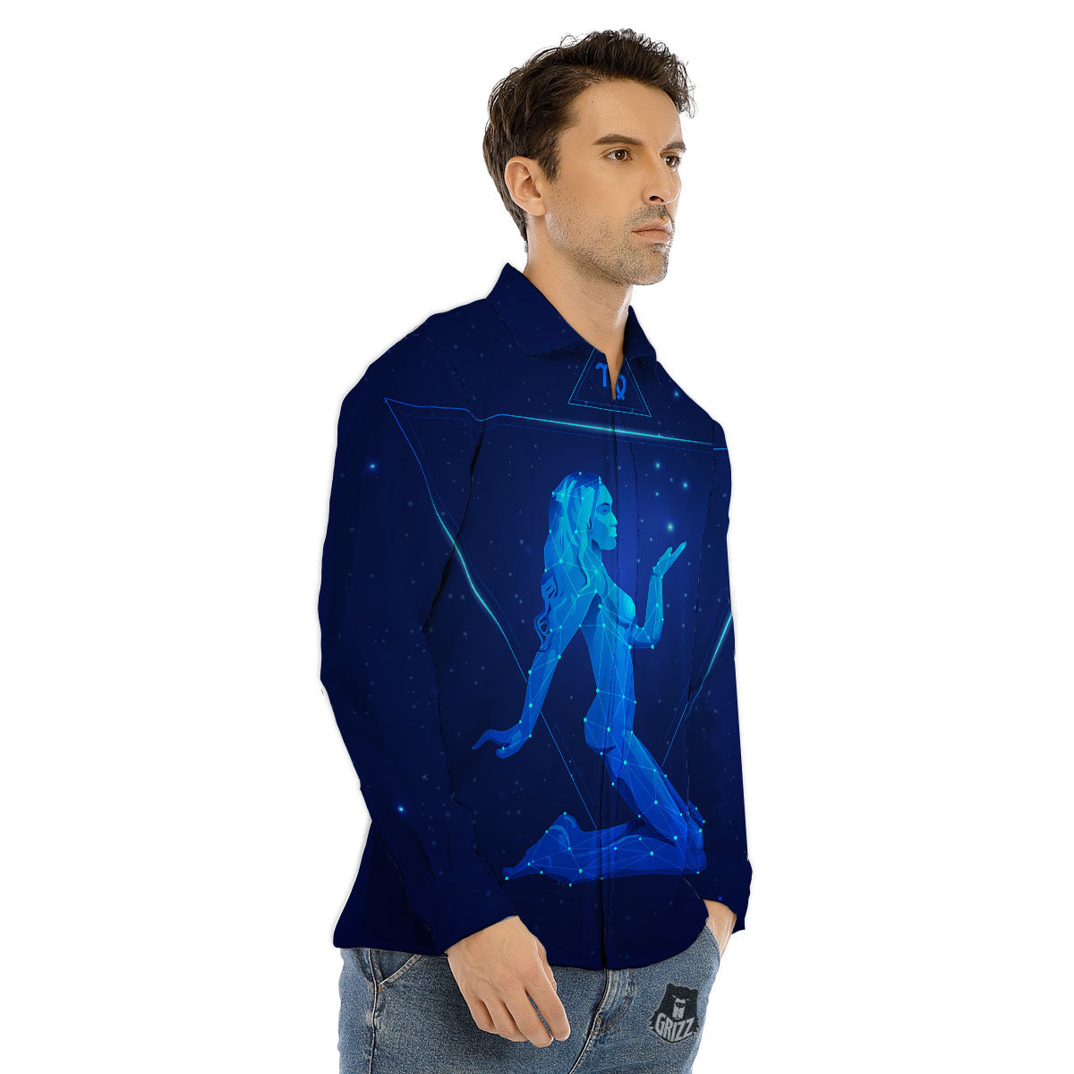 Constellation Virgo Print Men's Dress Shirts-grizzshop