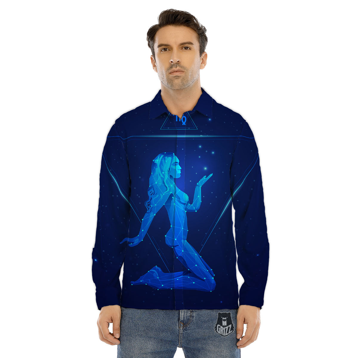 Constellation Virgo Print Men's Dress Shirts-grizzshop