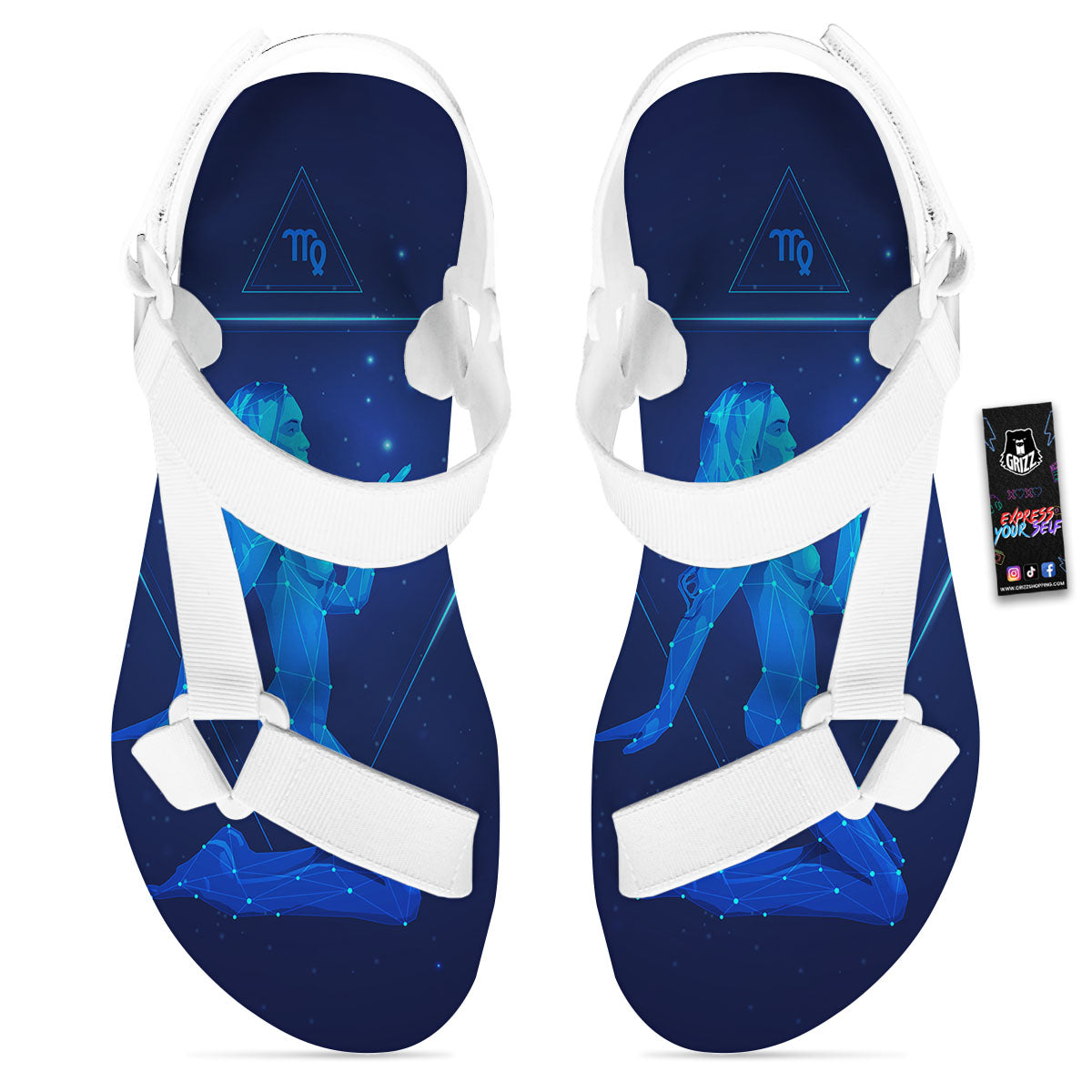 Constellation Virgo Print White Open Toe Sandals-grizzshop