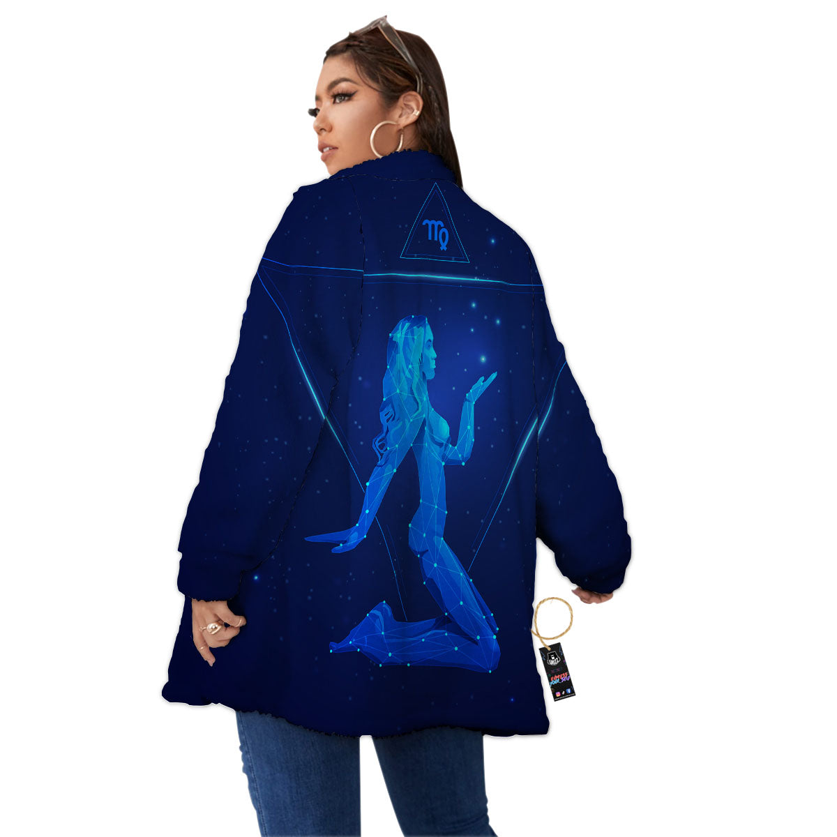 Constellation Virgo Print Women's Sherpa Jacket-grizzshop