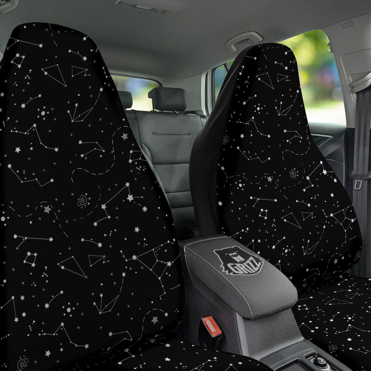 Constellation White And Black Print Car Seat Covers-grizzshop