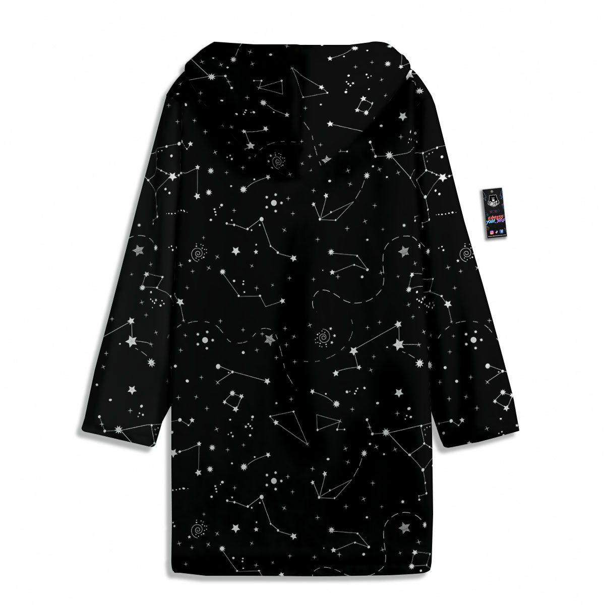 Constellation White And Black Print Men's Windbreaker Jacket-grizzshop
