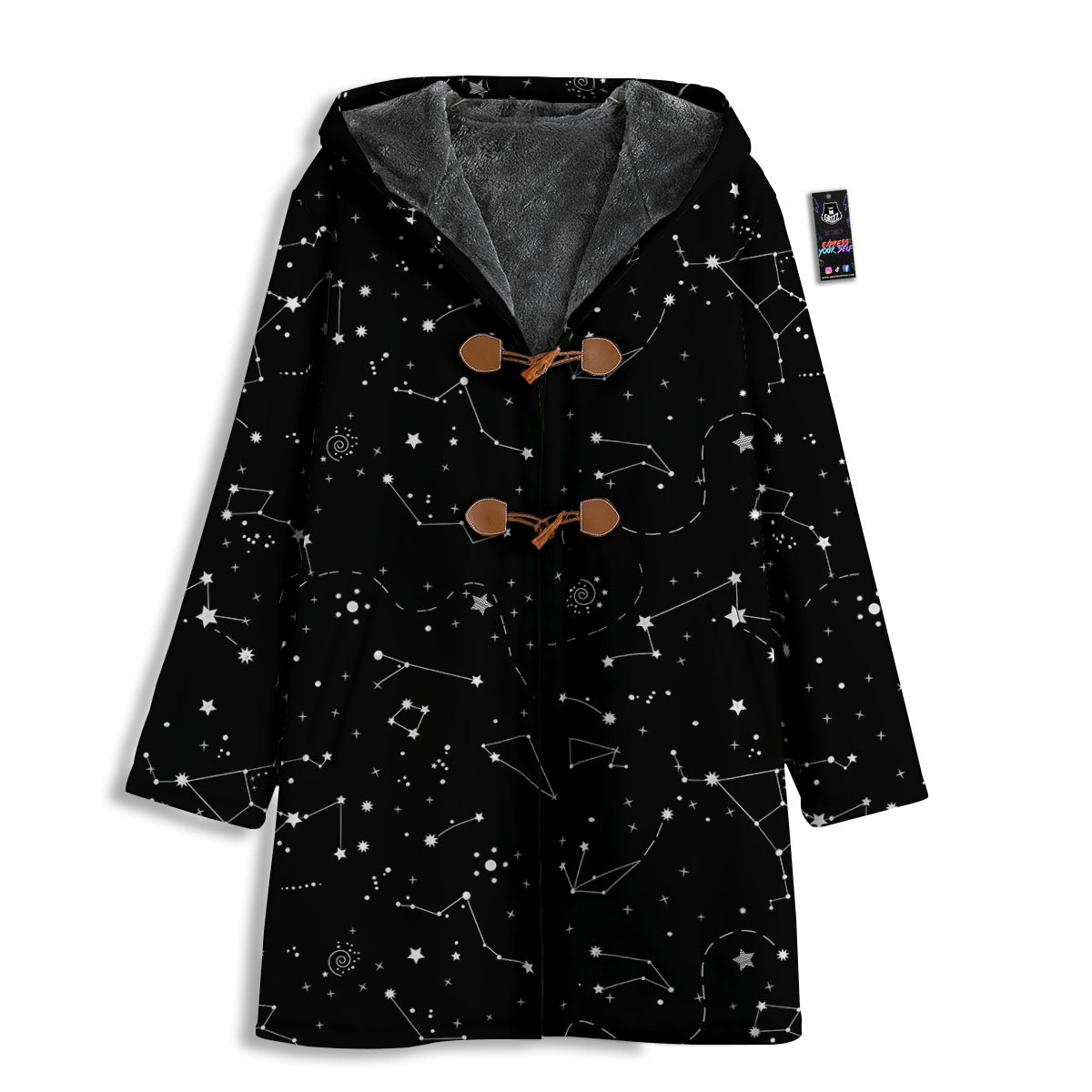 Constellation White And Black Print Men's Windbreaker Jacket-grizzshop