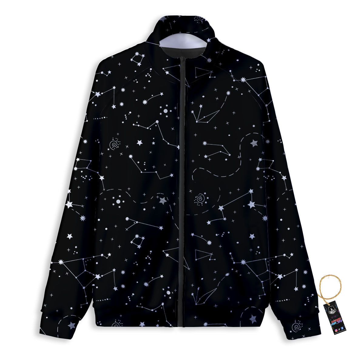 Constellation White And Black Print Track Jacket-grizzshop