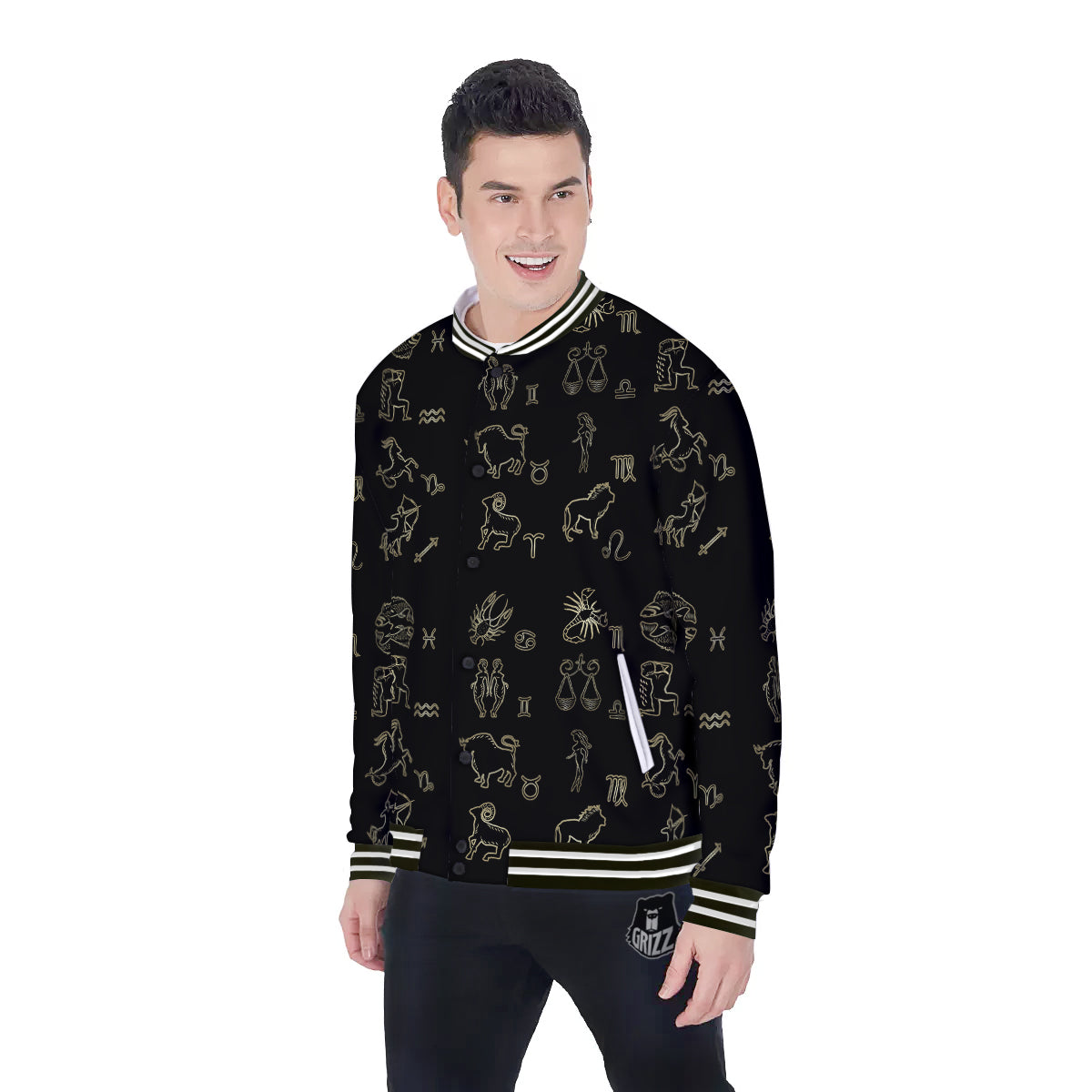 Constellation Zodiac Print Pattern Baseball Jacket-grizzshop