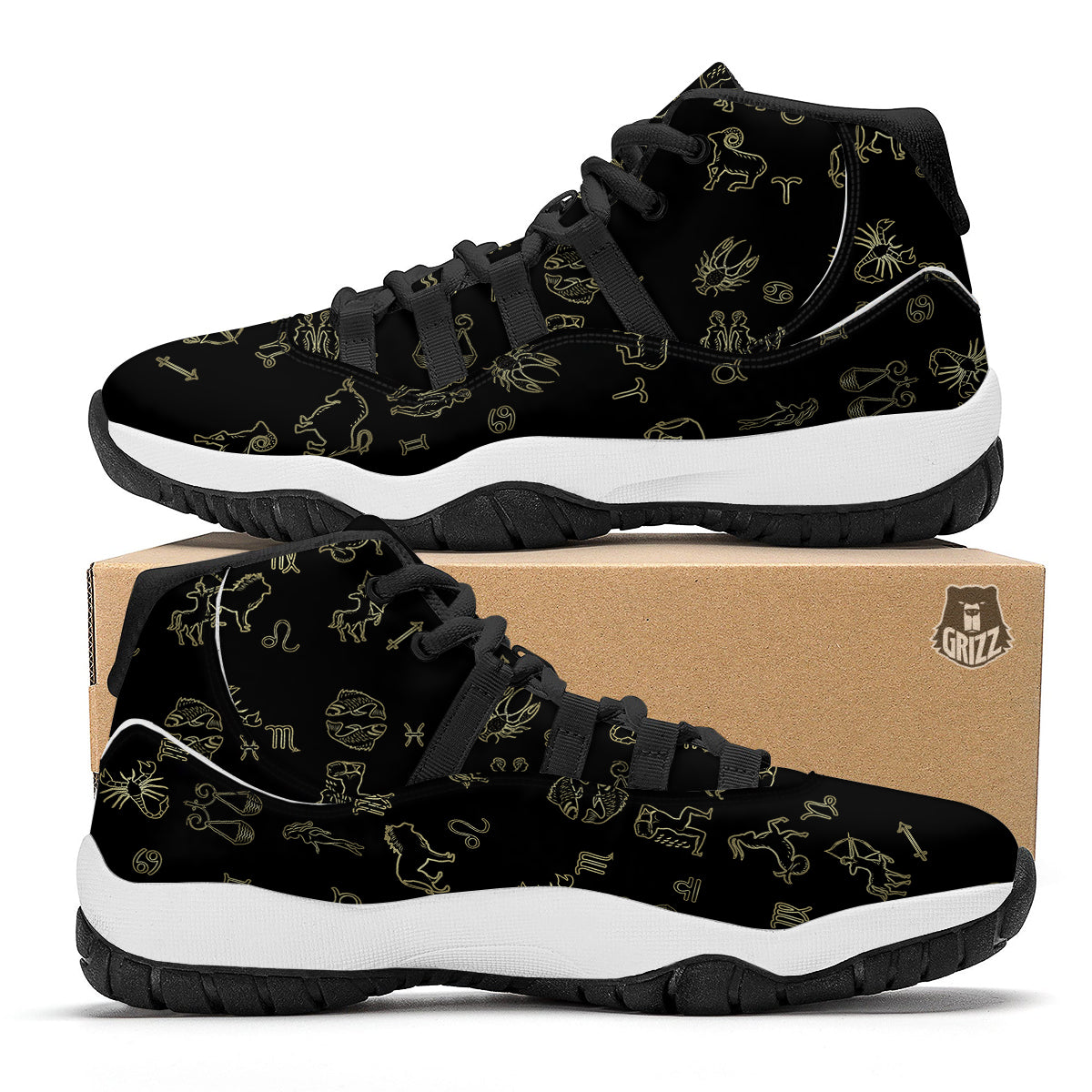 Constellation Zodiac Print Pattern Black Bball Shoes-grizzshop
