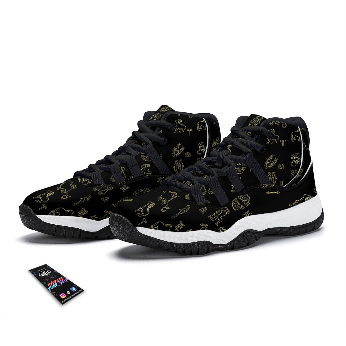 Constellation Zodiac Print Pattern Black Bball Shoes-grizzshop