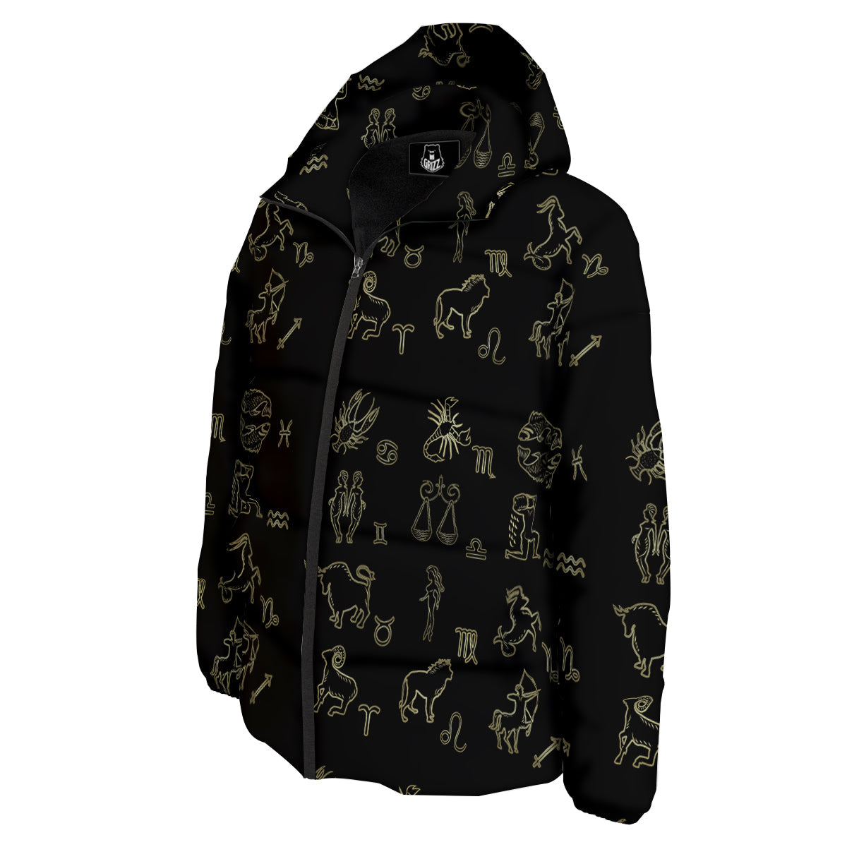 Constellation Zodiac Print Pattern Down Jacket-grizzshop