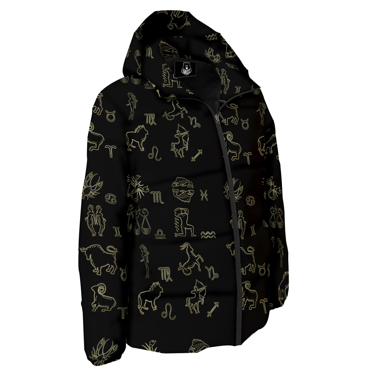 Constellation Zodiac Print Pattern Down Jacket-grizzshop