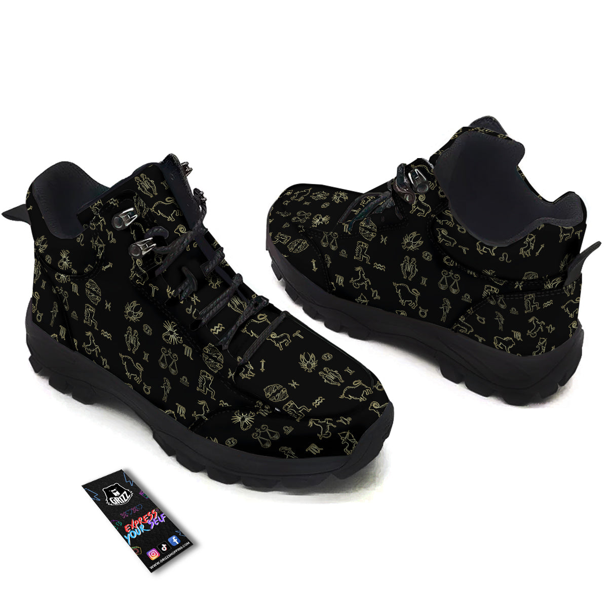 Constellation Zodiac Print Pattern Hiking Shoes-grizzshop