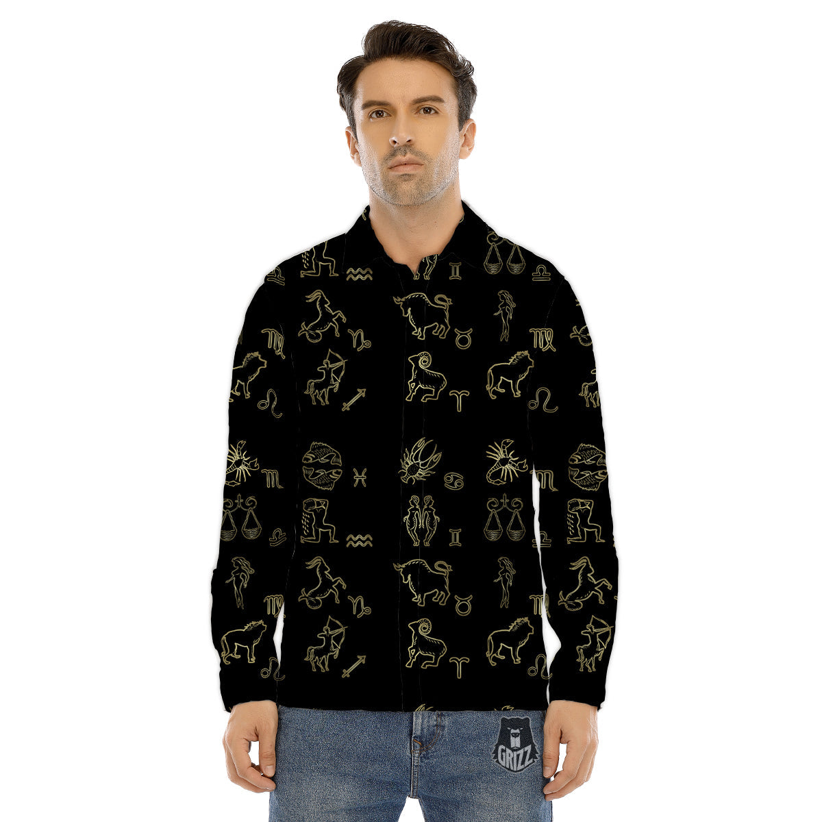 Constellation Zodiac Print Pattern Men's Dress Shirts-grizzshop