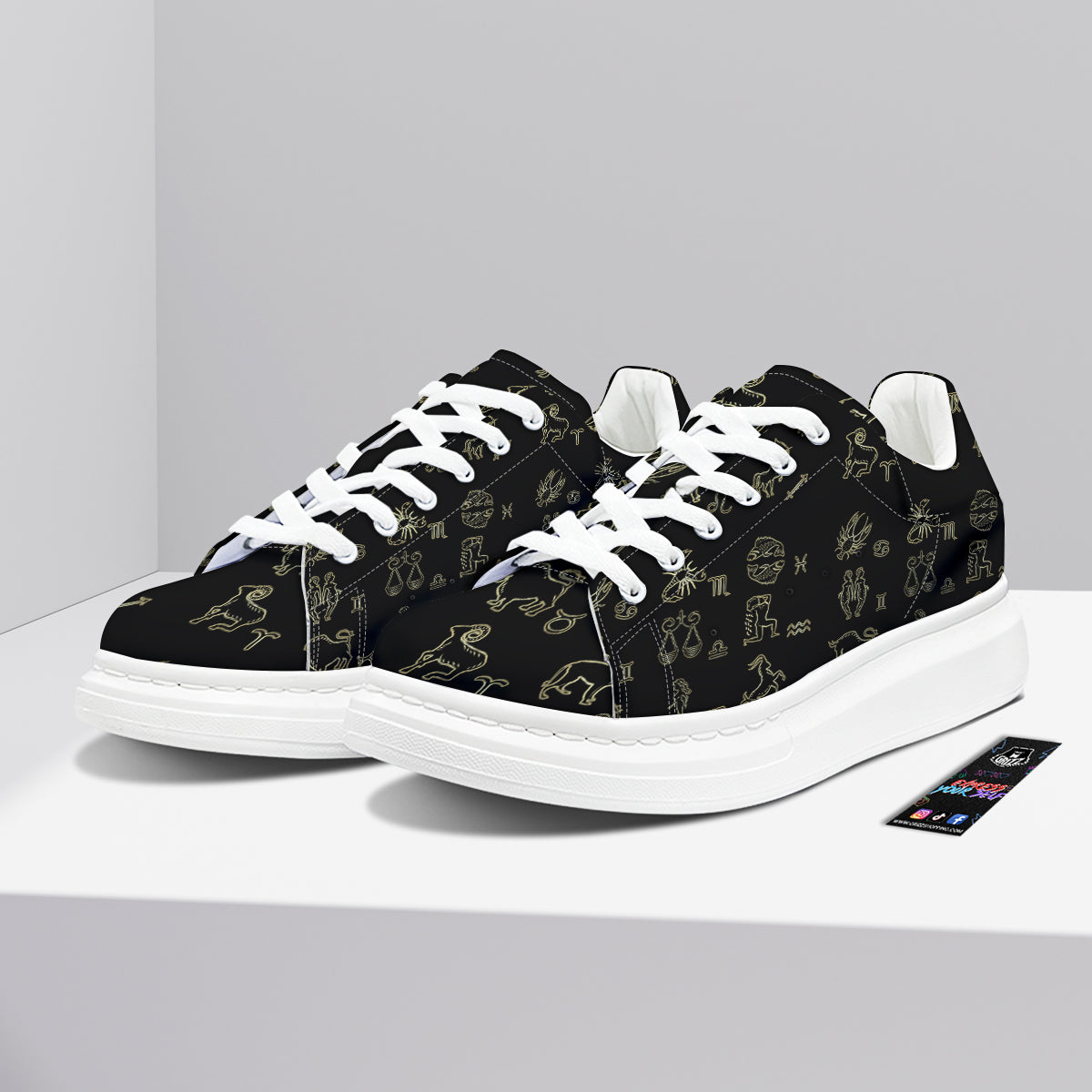Constellation Zodiac Print Pattern Platform Shoes-grizzshop