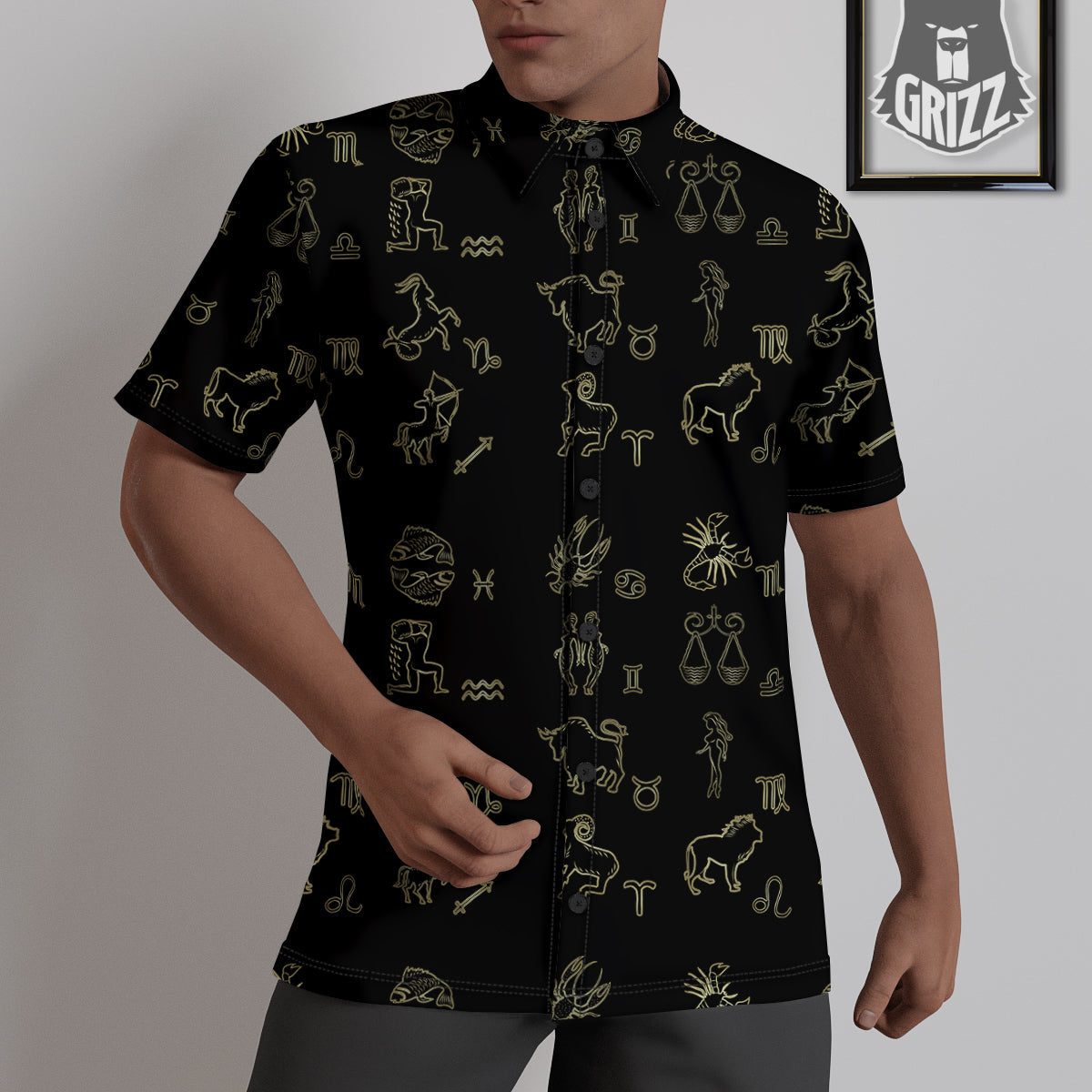 Constellation Zodiac Print Pattern Untucked Shirts-grizzshop