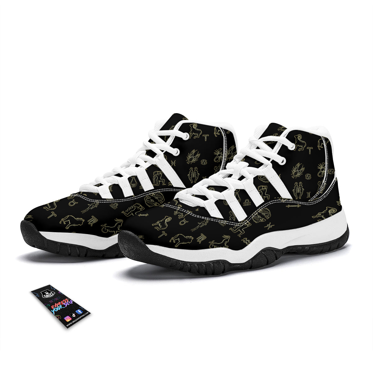 Constellation Zodiac Print Pattern White Bball Shoes-grizzshop
