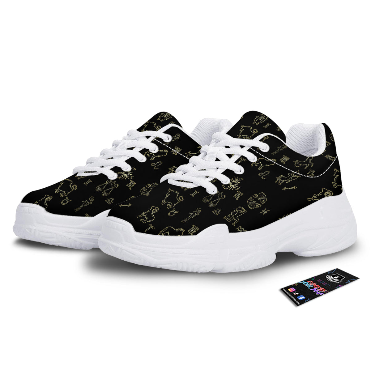 Constellation Zodiac Print Pattern White Chunky Shoes-grizzshop