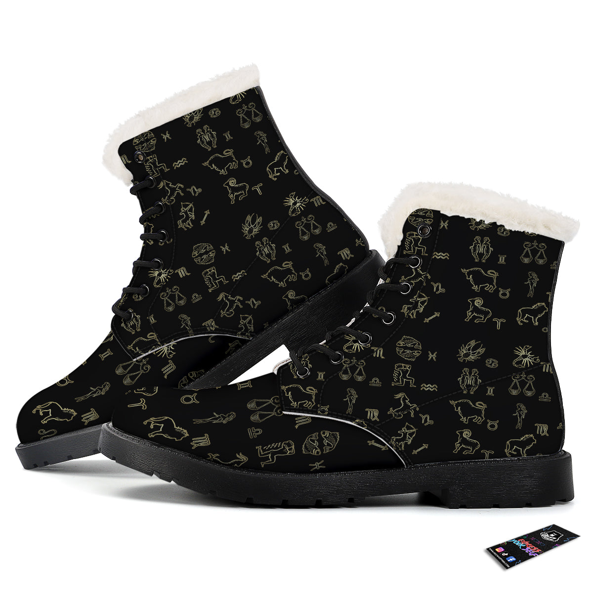 Constellation Zodiac Print Pattern Winter Boots-grizzshop