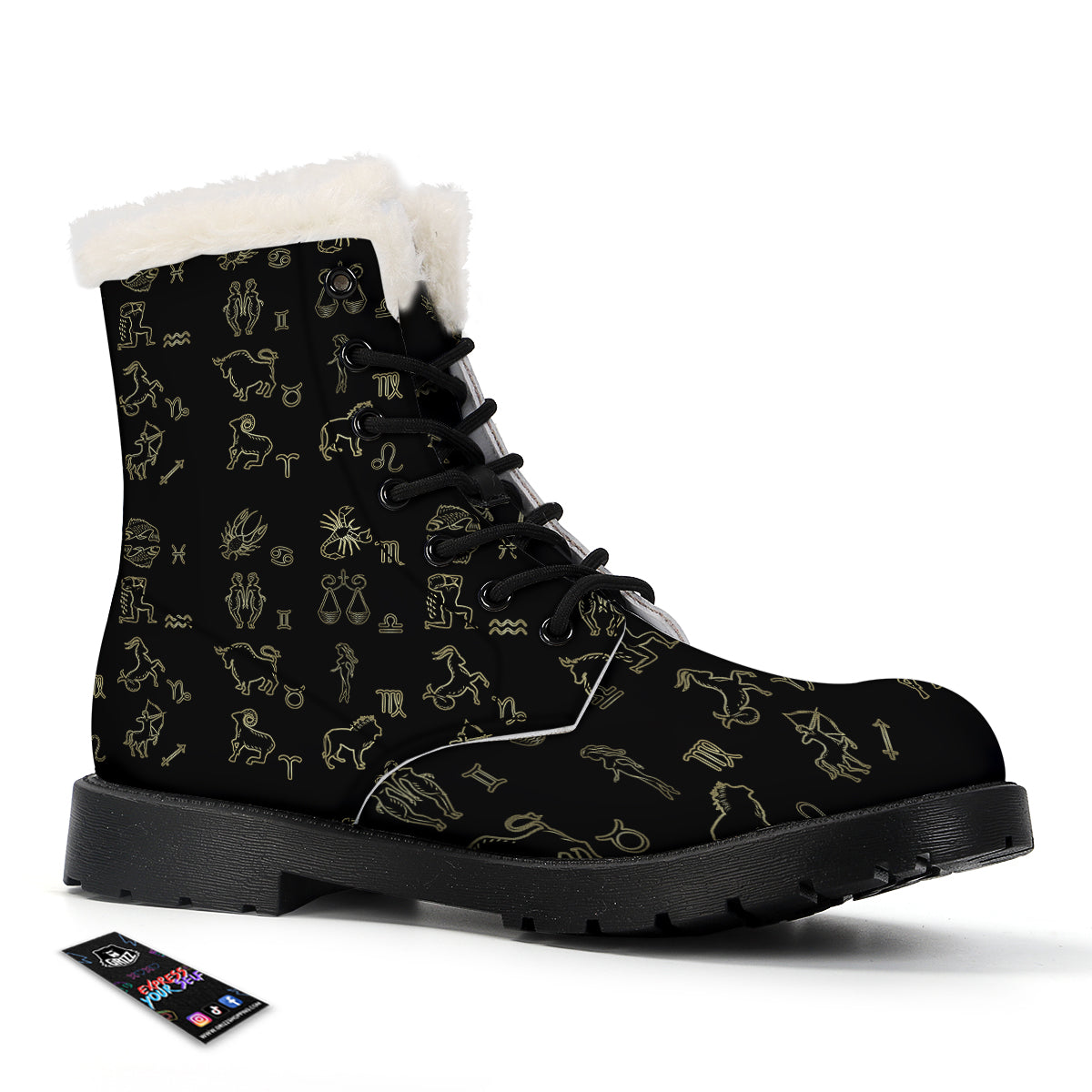 Constellation Zodiac Print Pattern Winter Boots-grizzshop