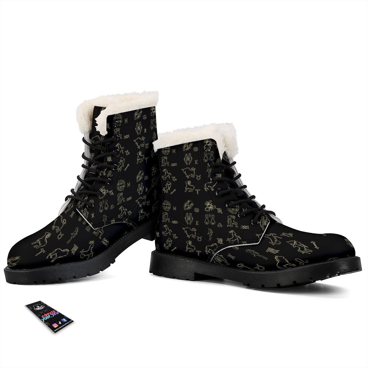 Constellation Zodiac Print Pattern Winter Boots-grizzshop